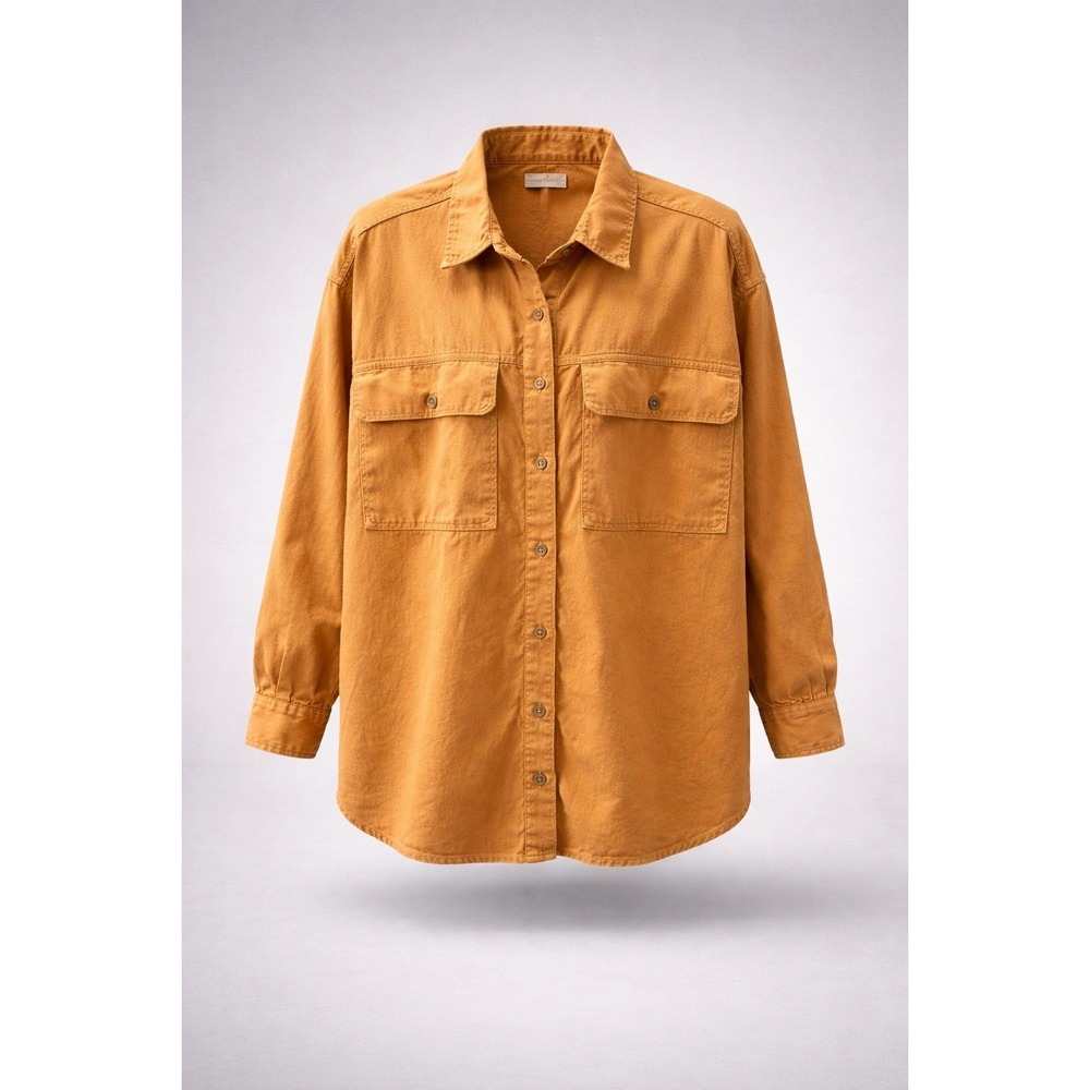 Universal Thread Mustard Yellow Oversized Cotton Button Down Utility Shirt M